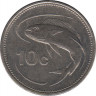 Реверс. Монета. Мальта. 10 центов 1991 год.