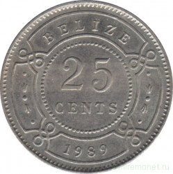 Монета. Белиз. 25 центов 1989 год.