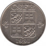 Монета. Чехословакия. 2 кроны 1991 год. ав.