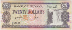 Банкнота. Гайана. 20 долларов 1996 - 2018 года. Тип 30b (1).