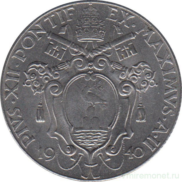 Монета. Ватикан. 1 лира 1940 год.