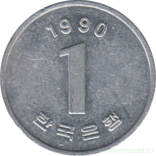 Монета. Южная Корея. 1 вона 1990 год.