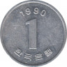 Монета. Южная Корея. 1 вона 1990 год. ав.