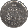 Монета. Барбадос. 10 центов 2008 год. ав.
