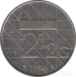 Монета. Нидерланды. 2,5 гульдена 1986 год.
