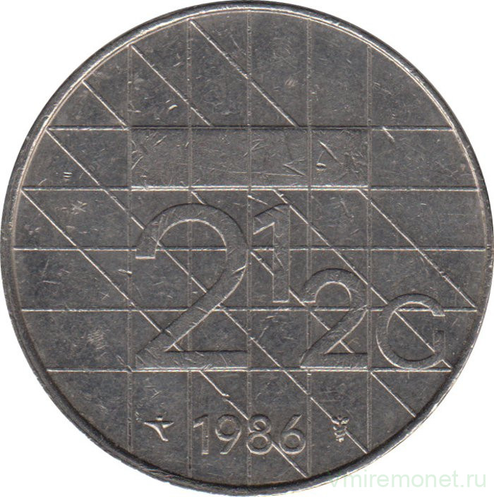 Монета. Нидерланды. 2,5 гульдена 1986 год.