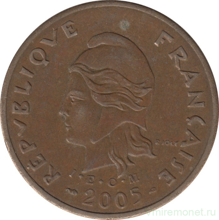 Монета. Французская Полинезия. 100 франков 2005 год.