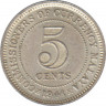 Монета. Малайя (Малайзия). 5 центов 1941 год. Без отметки монетного двора. ав.