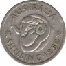 Монета. Австралия. 1 шиллинг 1950 год. ав.