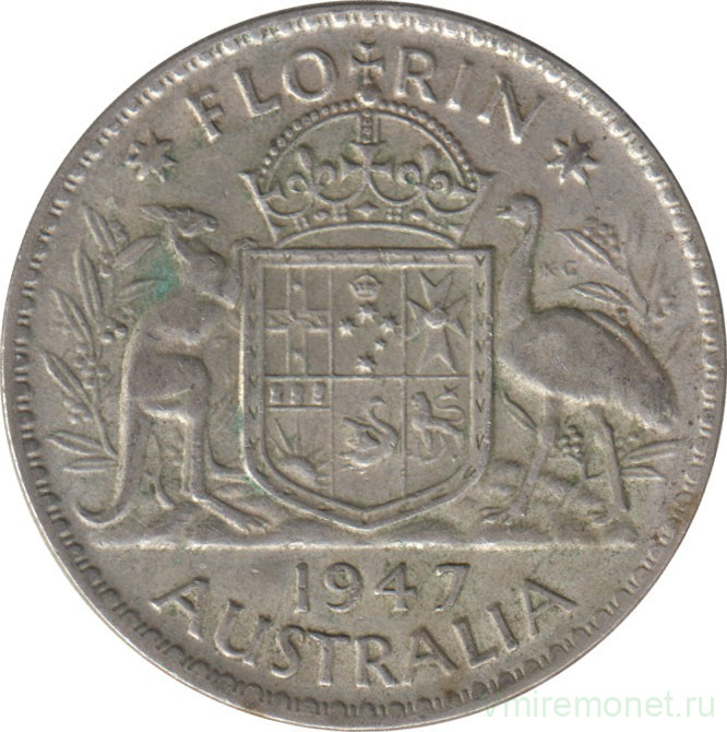 Монета. Австралия. 1 флорин (2 шиллинга) 1947 год.