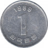 Монета. Южная Корея. 1 вона 1989 год. ав.