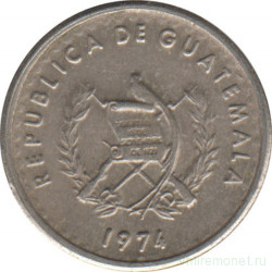 Монета. Гватемала. 5 сентаво 1974 год.