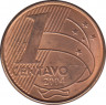 Монета. Бразилия. 1 сентаво 2004 год. ав.