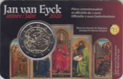 Монета. Бельгия. 2 евро 2020 год. 630 лет со дня рождения Яна ван Эйка. Коинкарта Belgie.