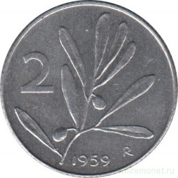 Монета. Италия. 2 лиры 1959 год.
