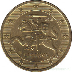 Монета. Литва. 50 центов 2015 год.