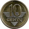 Реверс.Монета. Литва. 10 центов 2010 год.