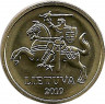Аверс.Монета. Литва. 10 центов 2010 год.