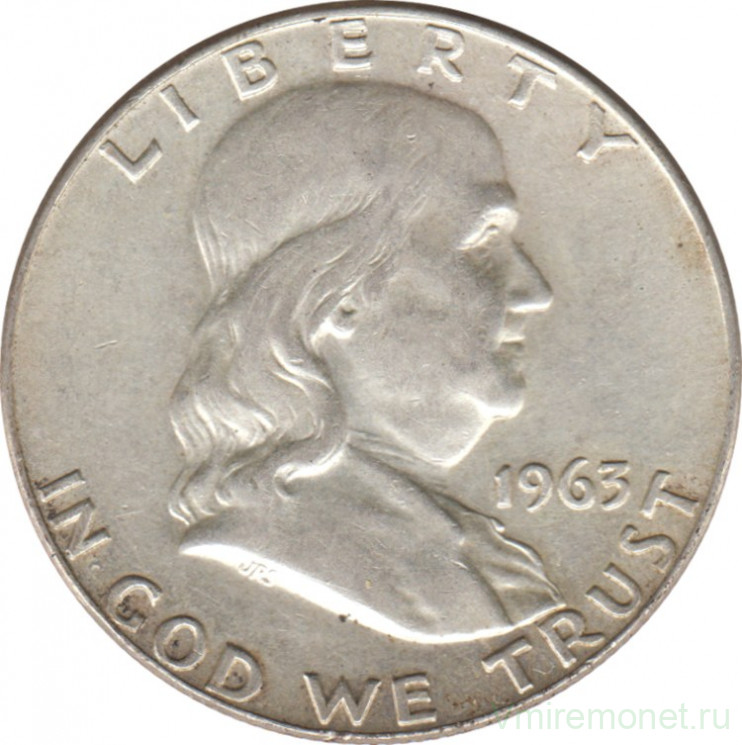 Монета. США. 50 центов 1963 год. Франклин. Монетный двор D.
