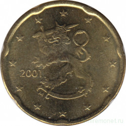 Монета. Финляндия. 20 центов 2001 год.