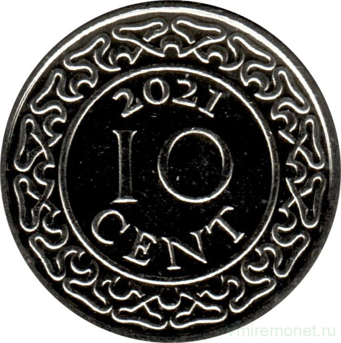 Монета. Суринам. 10 центов 2021 год.
