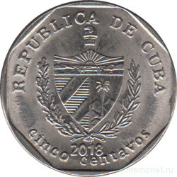 Монета. Куба. 5 сентаво 2018 год (конвертируемый песо).