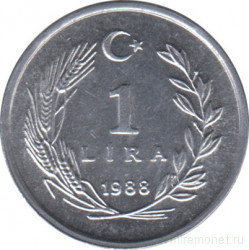 Монета. Турция. 1 лира 1988 год.