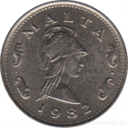 Монета. Мальта. 2 цента 1982 год.