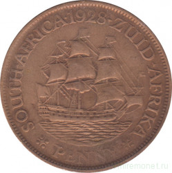 Монета. Южно-Африканская республика (ЮАР). 1 пенни 1928 год.