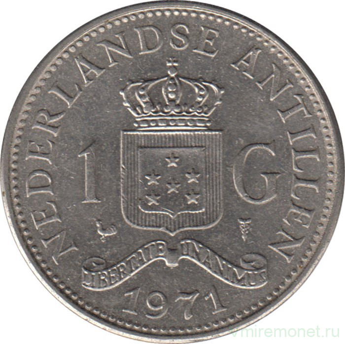 Монета. Нидерландские Антильские острова. 1 гульден 1971 год.