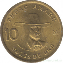 Монета. Перу. 10 солей 1982 год.