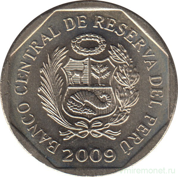 Монета. Перу. 1 соль 2009 год.
