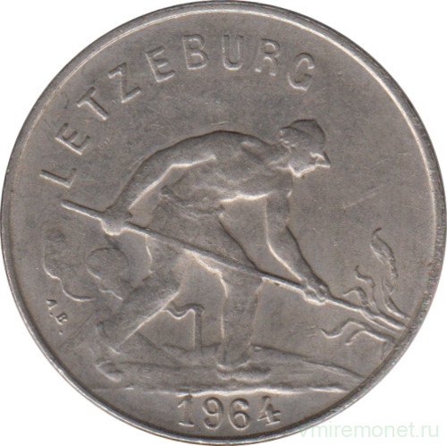 Монета. Люксембург. 1 франк 1964 год.