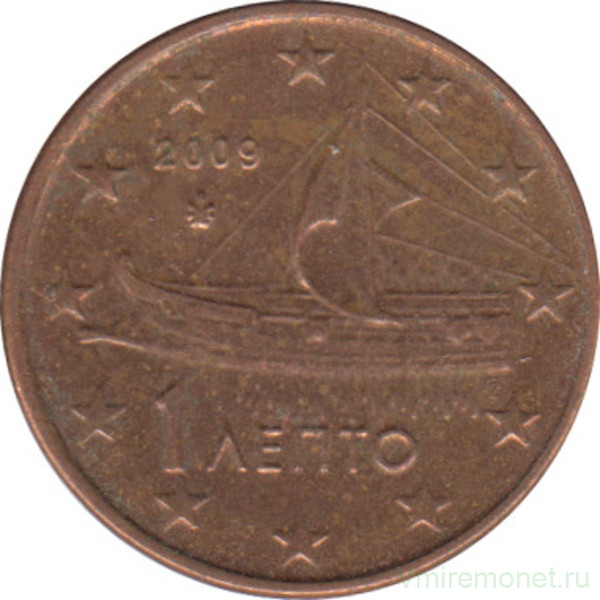 Монета. Греция. 1 цент 2009 год.
