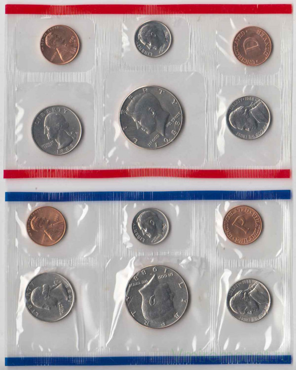 Монета. США. Годовой набор 1988 год. Монетные дворы P и D.