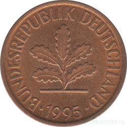 Монета. ФРГ. 2 пфеннига 1995 год. Монетный двор - Карлсруэ (G).