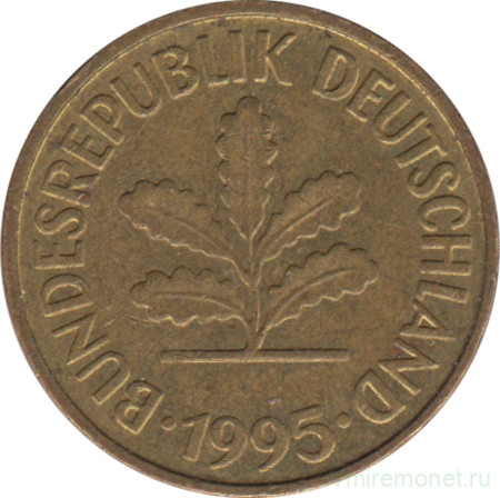 Монета. ФРГ. 5 пфеннигов 1995 год. Монетный двор - Карлсруэ (G).