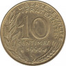  Монета. Франция. 10 сантимов 1996 год. ав.