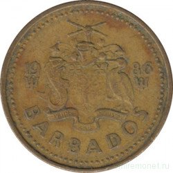 Монета. Барбадос. 5 центов 1986 год.