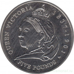 Монета. Великобритания. Гернси. 5 фунтов 2001 год. 100 лет со дня смерти королевы Виктории.