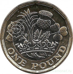 Монета. Великобритания. 1 фунт 2016 год.