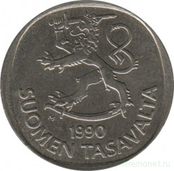 Монета. Финляндия. 1 марка 1990 год.