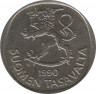 Аверс. Монета. Финляндия. 1 марка 1990 год.