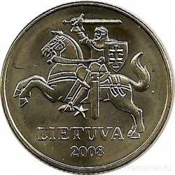 Монета. Литва. 20 центов 2008 год.