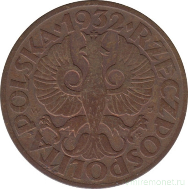 Монета. Польша. 2 гроша 1932 год.