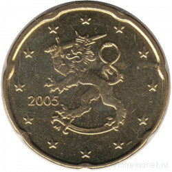 Монета. Финляндия. 20 центов 2005 год.