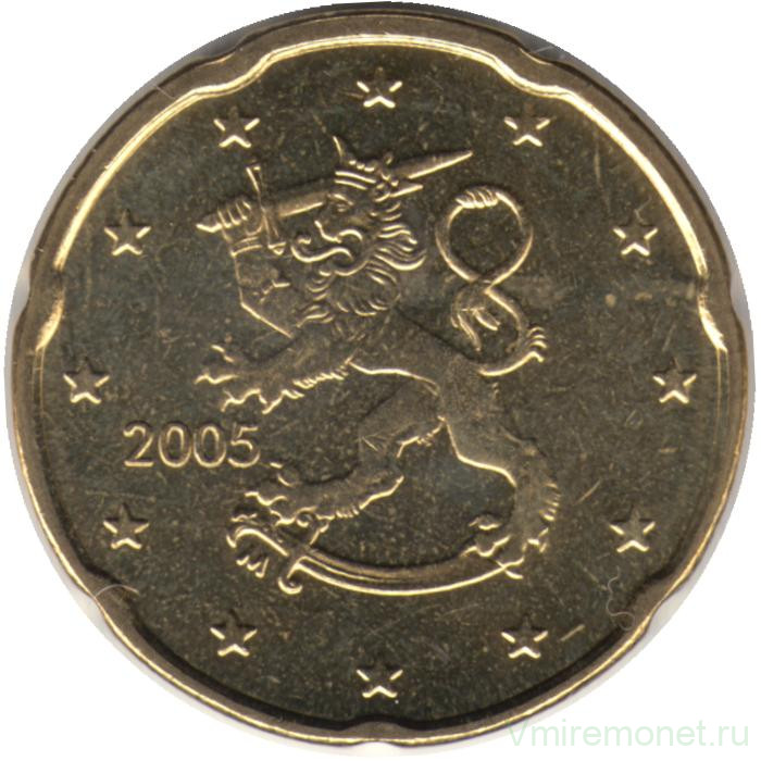 Монета. Финляндия. 20 центов 2005 год.