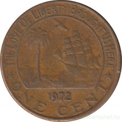 Монета. Либерия. 1 цент 1972 год.