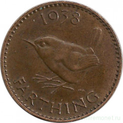 Монета. Великобритания. 1 фартинг 1938 год.