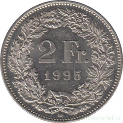 Монета. Швейцария. 2 франка 1995 год.